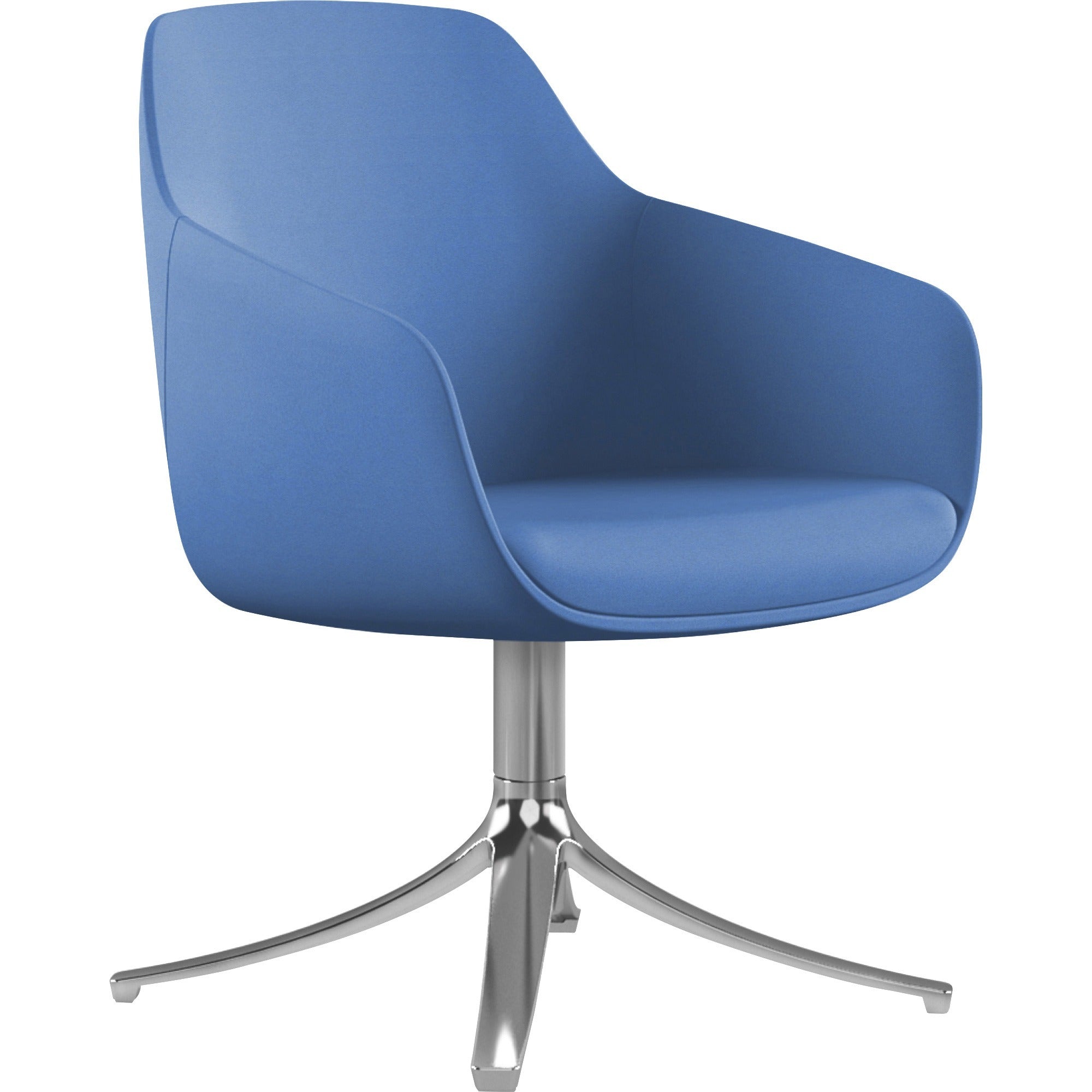 9 to 5 Seating Lilly Swivel Base Fabric Lounge Chair, Blue, Upholstered and Cushioned Seat and Back, Aluminum Base, 1 Each