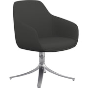 9 to 5 Seating Lilly Swivel Base Fabric Lounge Chair, Gray, Upholstered and Cushioned Seat and Back, Aluminum Base, 1 Each