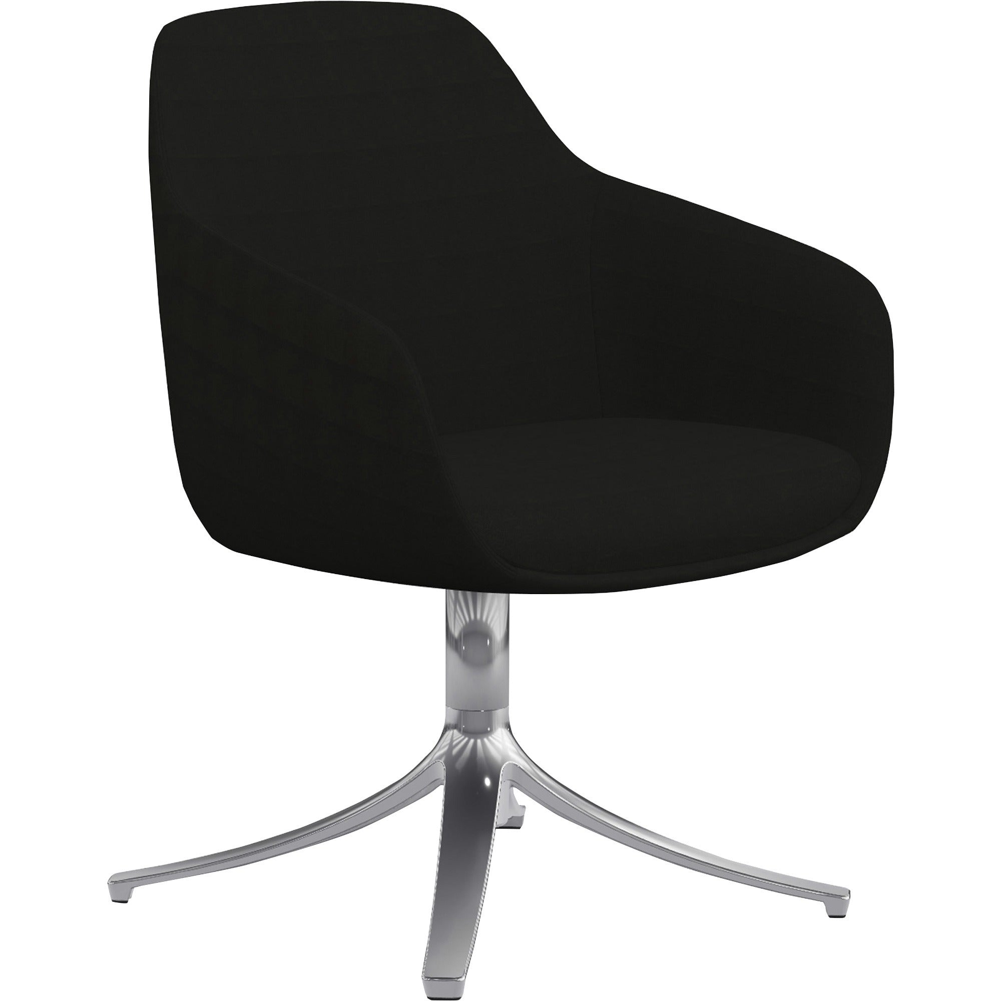 9 to 5 Seating Lilly Swivel Base Fabric Lounge Chair, Onyx, Upholstered and Cushioned Seat and Back, Aluminum Base, 1 Each