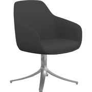 9 to 5 Seating Lilly Swivel Base Fabric Lounge Chair, Gray, Upholstered and Cushioned Seat and Back, Aluminum Silver Base, 1 Each