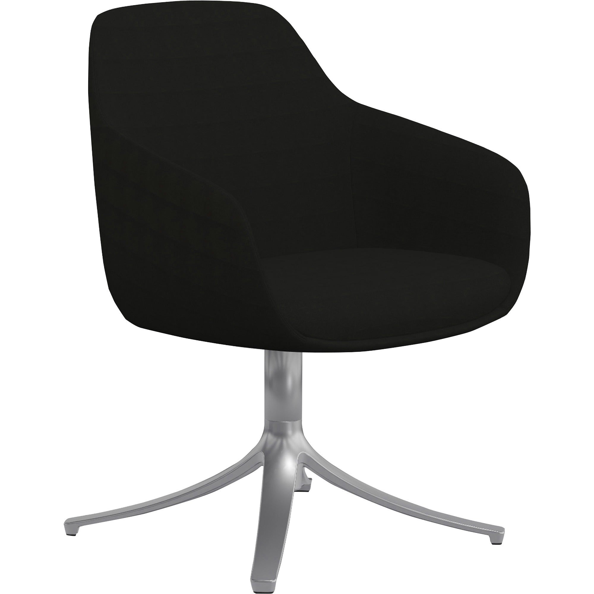 9 to 5 Seating Lilly Swivel Base Fabric Lounge Chair, Onyx, Fabric/Foam, Silver Aluminum Base, 1 Each