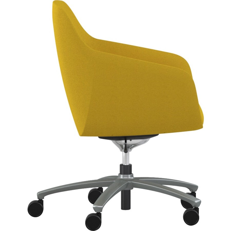 9 to 5 Seating Lilly 5-Star Base Fabric Lounge Chair, Gray, Upholstered Cushioned Seat and Back, Aluminum Base with Casters, 1 Each