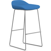 9 to 5 Seating Lilly Lounge Bar Stool, Blue Fabric Seat and Back, Sled Steel Base, 1 Each