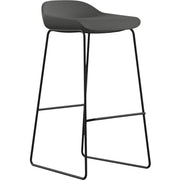 9 to 5 Seating Lilly Lounge Bar Stool, Gray Seat and Back, Fabric/Foam Back, Sled Steel Base, 1 Each