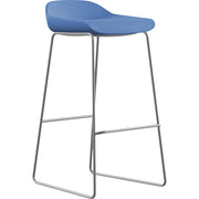 9 to 5 Seating Lilly Lounge Bar Stool, Blue Fabric Seat and Back, Sled Steel Base, 1 Each