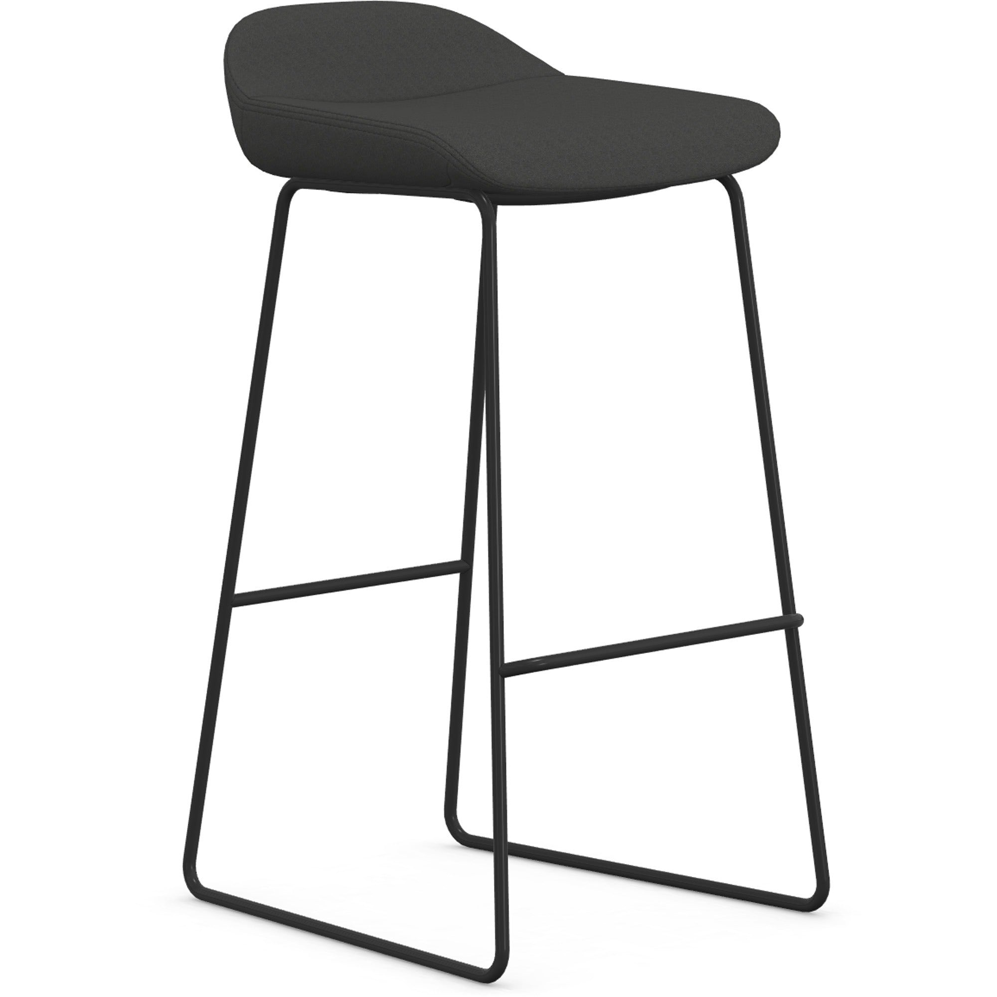 9 to 5 Seating Lilly Lounge Bar Stool, Gray Fabric/Foam Back, Sled Steel Base, Curved Arms, 16"W x 12.5"D x 30.5"H Seat, 15"W x 4"H Back, Lightweight, 1 Each