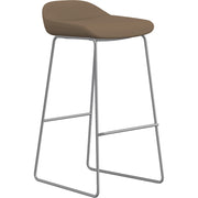 9 to 5 Seating Lilly Lounge Bar Stool, Latte Seat & Back, Fabric/Foam Back, Sled Steel Base, Silver Finish, 16"W x 12.5"D x 30.5"H Seat, 1 Each