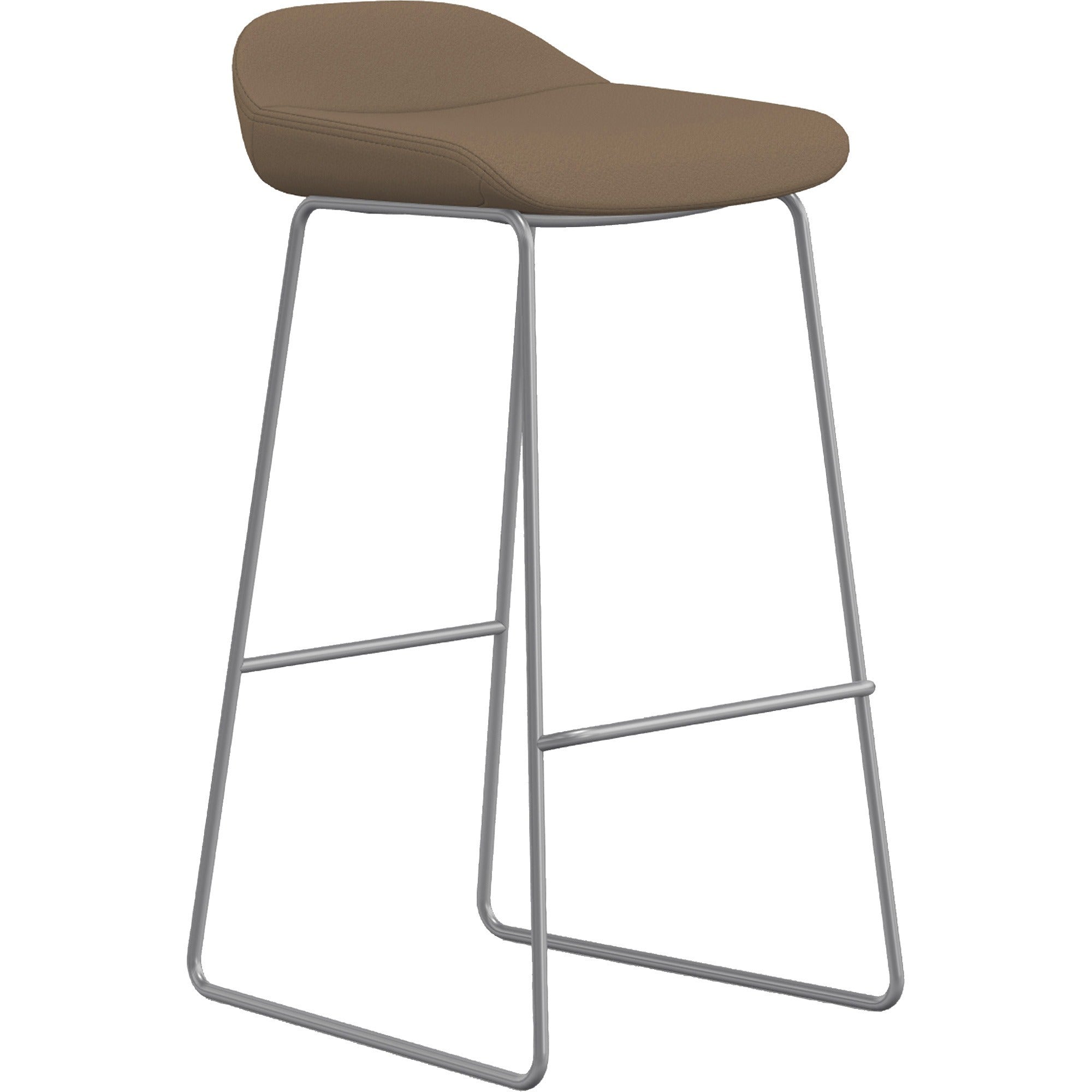 9 to 5 Seating Lilly Lounge Bar Stool, Latte Seat & Back, Fabric/Foam Back, Sled Steel Base, Silver Finish, 16"W x 12.5"D x 30.5"H Seat, 1 Each