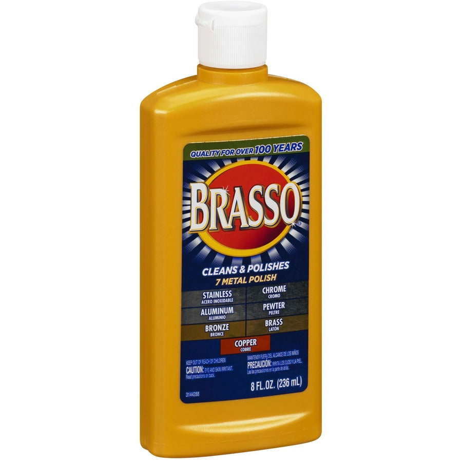 Brasso Metal Polish - 8 fl oz (0.3 quart) - Tan Bottle - 1 Each