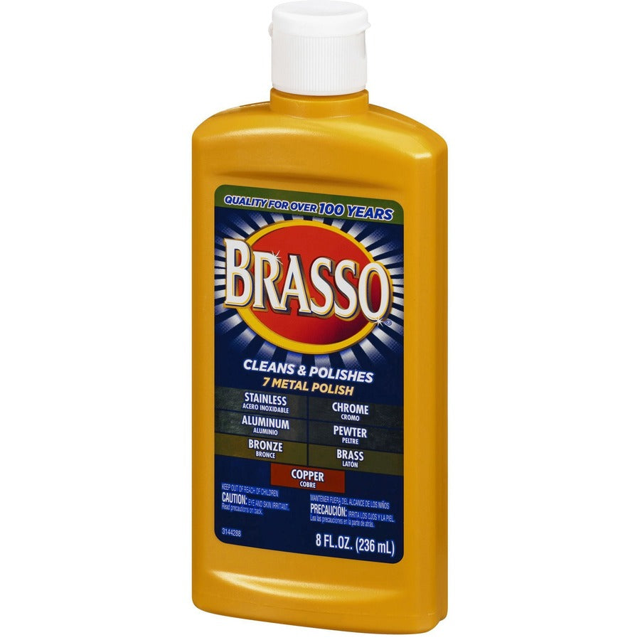 Brasso Metal Polish - 8 fl oz (0.3 quart) - Tan Bottle - 1 Each
