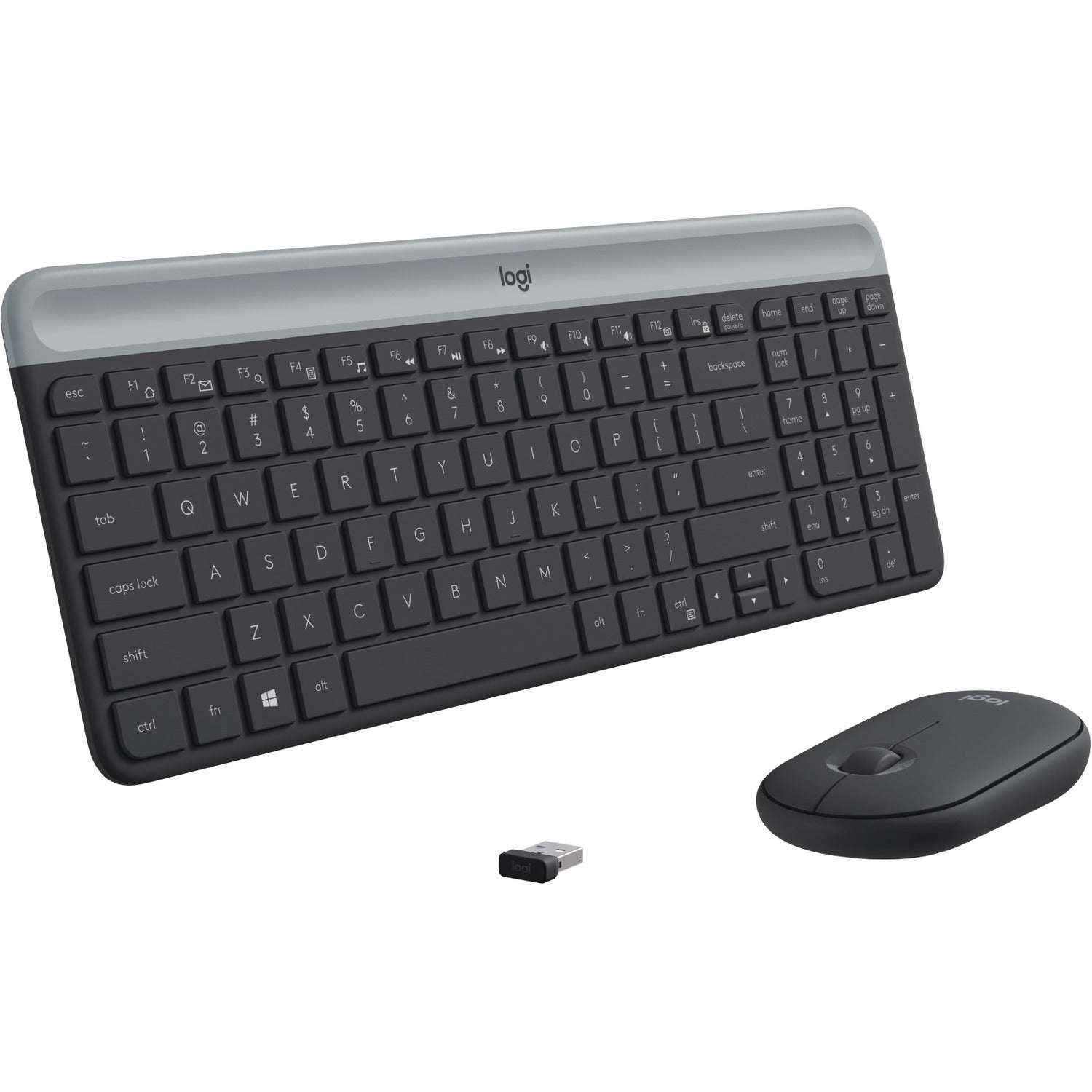 USB Scissors Wireless RF 2.40 GHz Keyboard - English - Graphite - USB Wireless RF Mouse - Optical - 1000 dpi - Scroll Wheel - Graphite - Symmetrical - AA, AAA - Compatible with Desktop Computer, Notebook for PC - 1 Each
