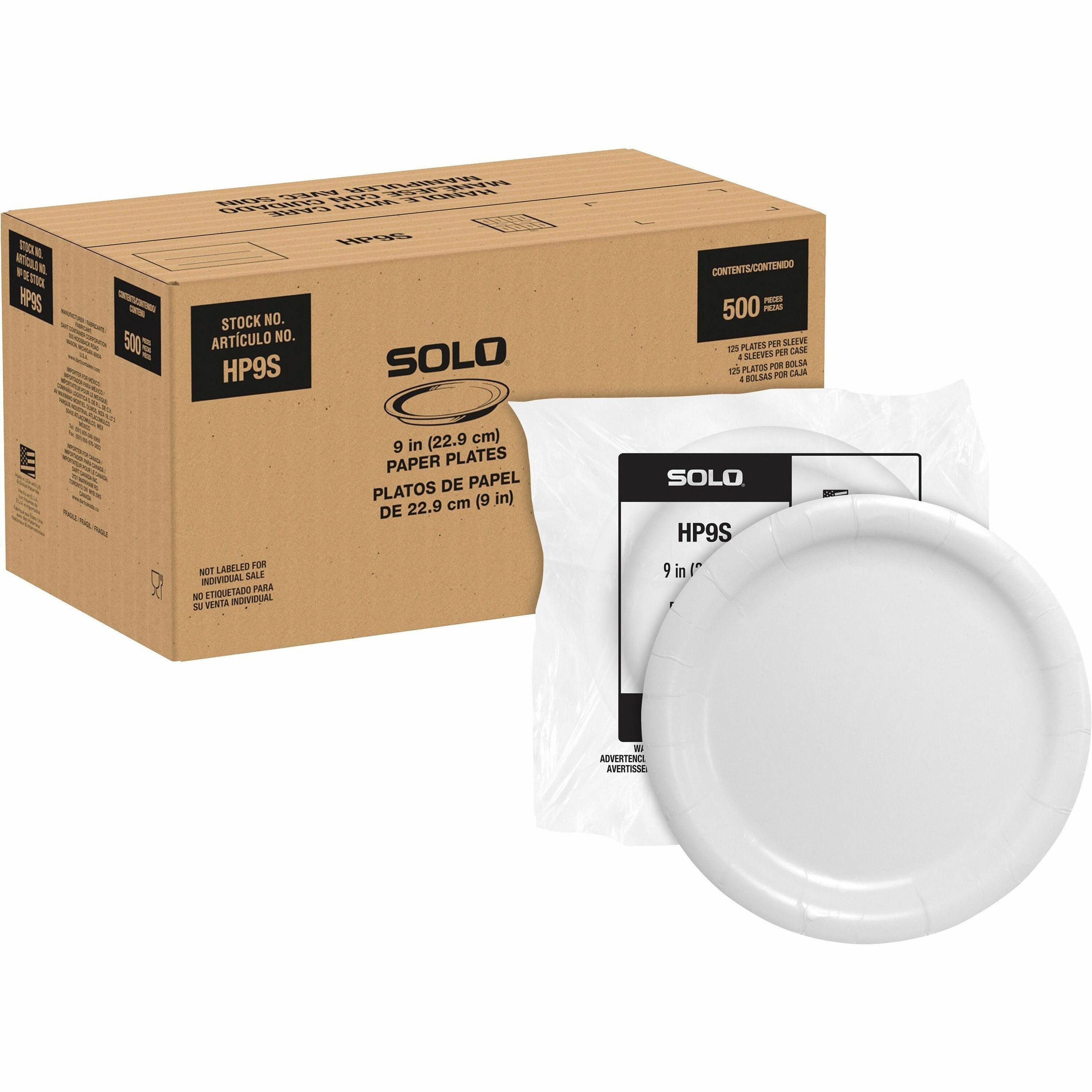 Food - Disposable - 9" Diameter - White - Paper Body - 125/Bag - 4 / Carton