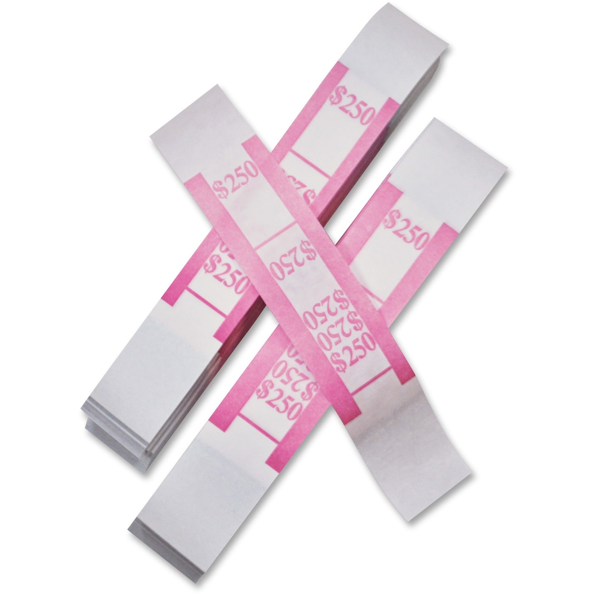 ICONEX SecurIT Currency Straps - Total $250 - Color Coded, Sturdy, Adhesive - Kraft Paper - Red - 1000 / Pack
