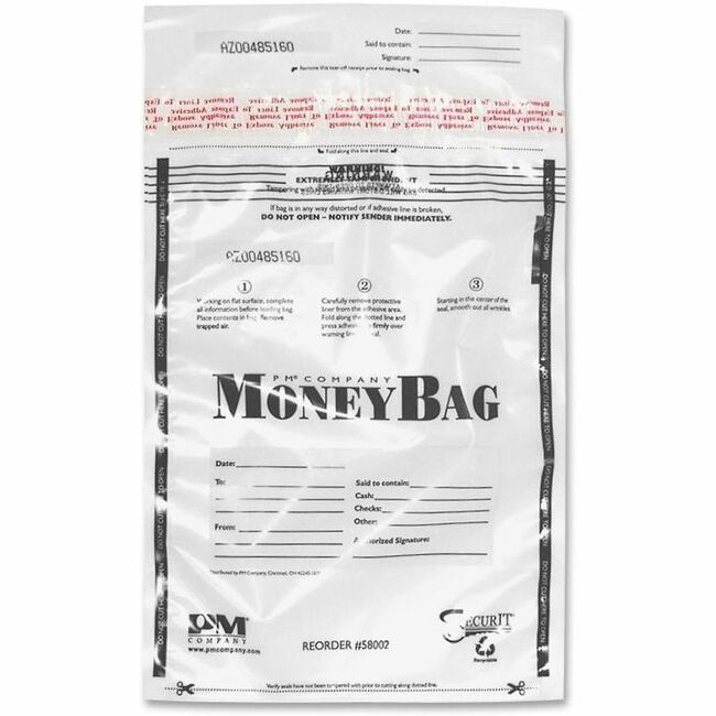 ICONEX SecurIT 9x12 Disposable Deposit Bags - 12" Length x 9" Width - Clear - Plastic - Money - 100 / Pack