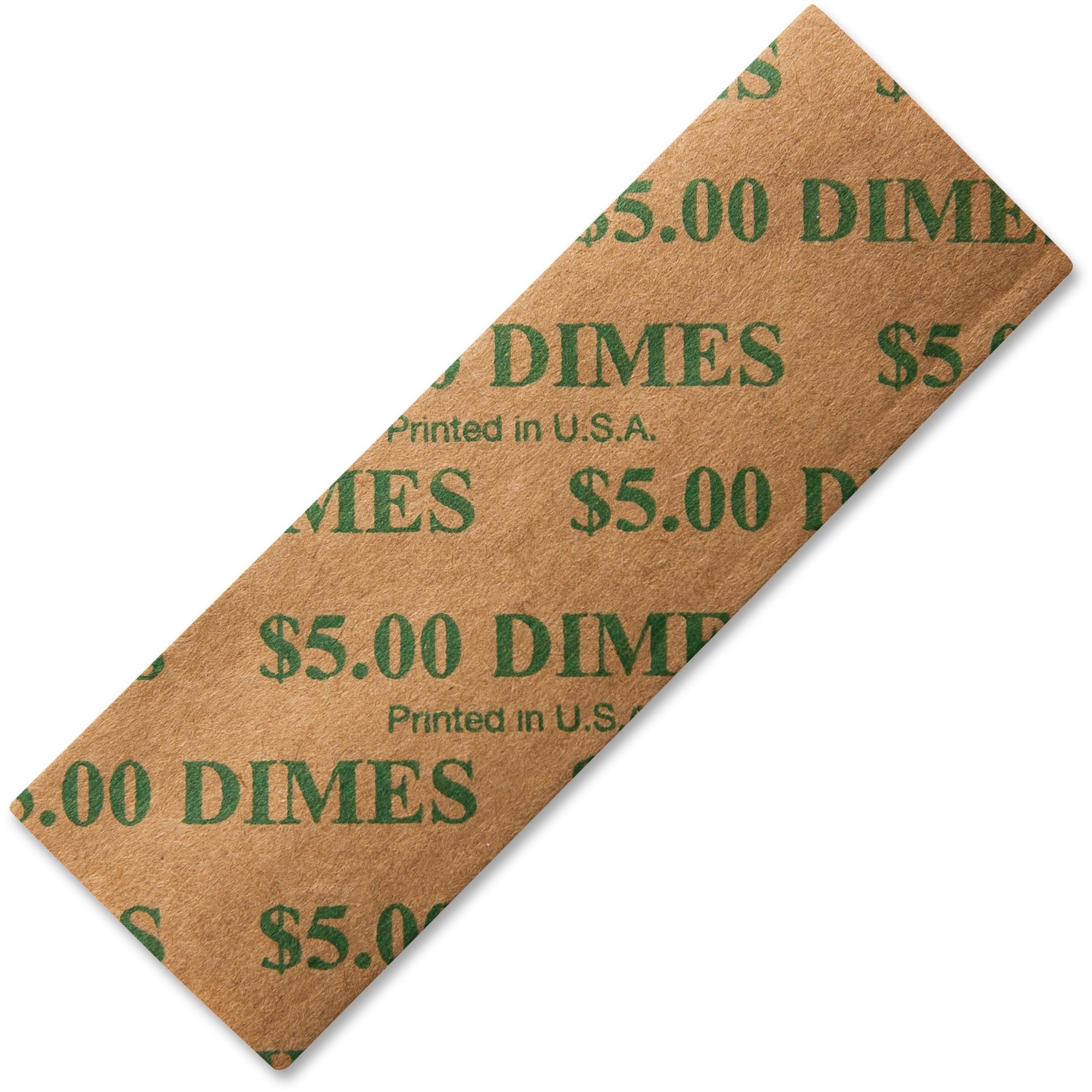 ICONEX SecurIT Color-coded Flat Coin Wrappers - Total $5.0 in 10¢ Denomination - Color Coded, Sturdy - Kraft Paper - Green - 1000 / Pack