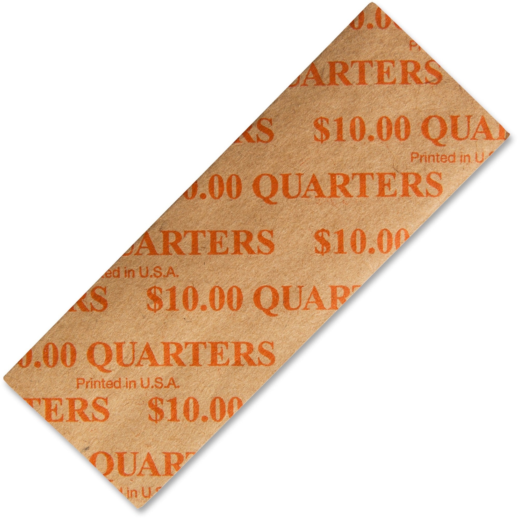 ICONEX SecurIT Color-coded Flat Coin Wrappers - Total $10 in 25¢ Denomination - Color Coded, Sturdy - Kraft Paper - Orange - 1000 / Pack