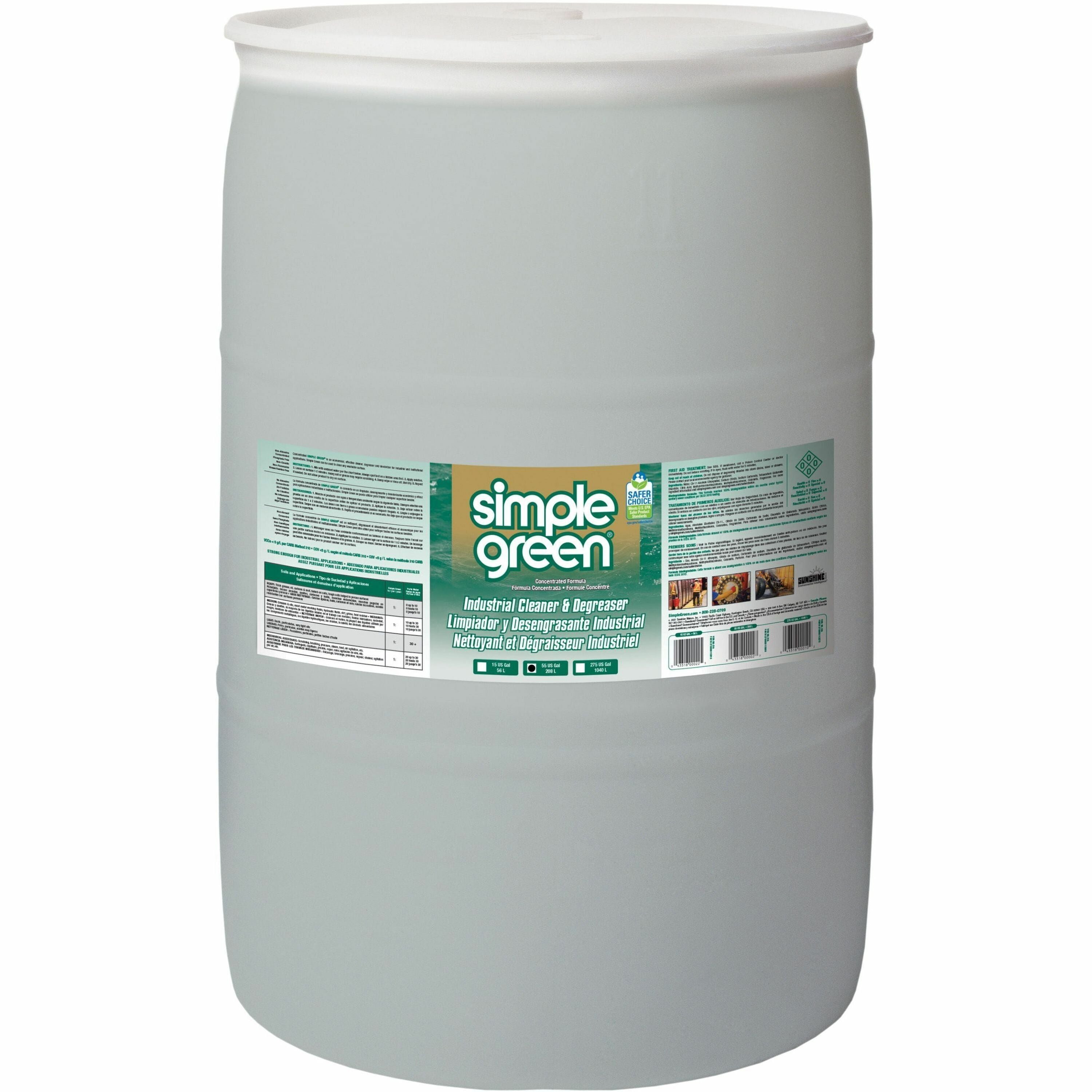 For Industry, Kitchen, Food Processing Equipment, Cosmetics, Medical, Pharmaceutical - Concentrate - Liquid - 7040 fl oz (220 quart) - Original Scent - Non-flammable, Non-abrasive - Green - 1 Each