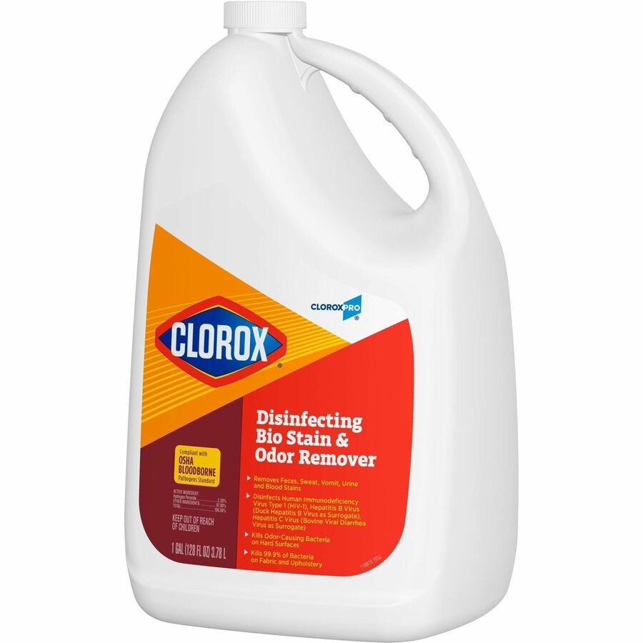 CloroxPro™ Disinfecting Bio Stain & Odor Remover Refill - 128 fl oz (4 quart) - Bleach-free, Deodorize - Translucent - 1 Each
