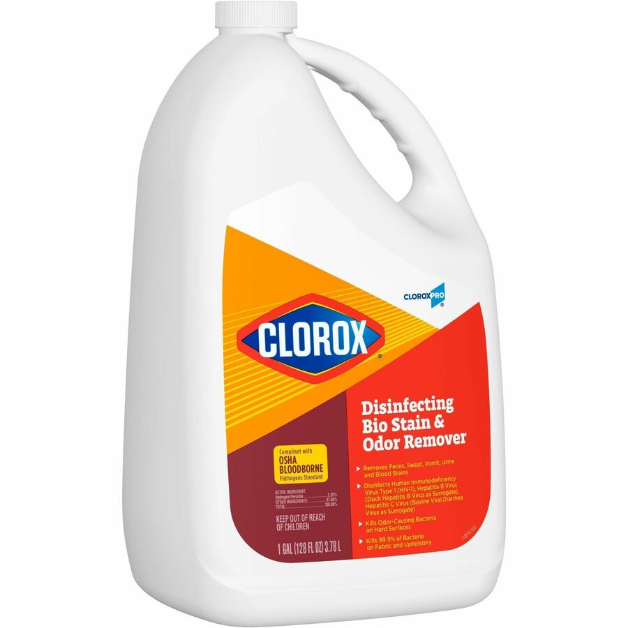 CloroxPro™ Disinfecting Bio Stain & Odor Remover Refill - 128 fl oz (4 quart) - Bleach-free, Deodorize - Translucent - 1 Each