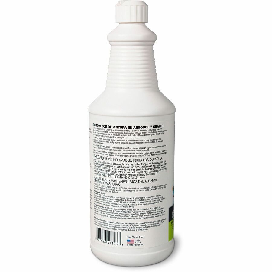 Mötsenböcker's Lift Off Spray Paint/Graffiti Remover - 32 fl oz (1 quart) - Environmentally Friendly, Water Based - White - 1 Each