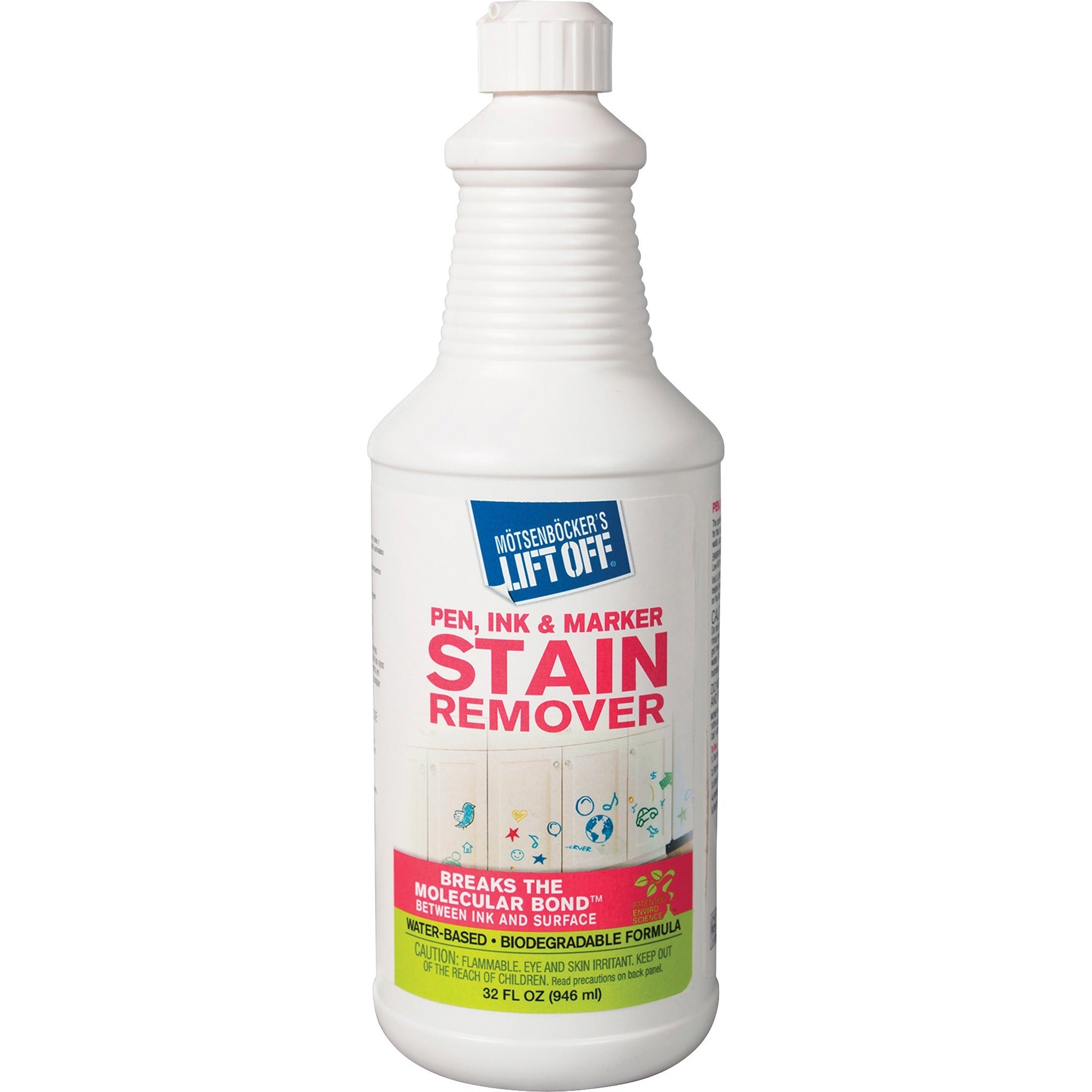 Mötsenböcker's Lift Off Pen/Ink/Marker Stain Remover - 32 fl oz (1 quart) - Environmentally Friendly, Water Based, Color Safe - White - 1 Each