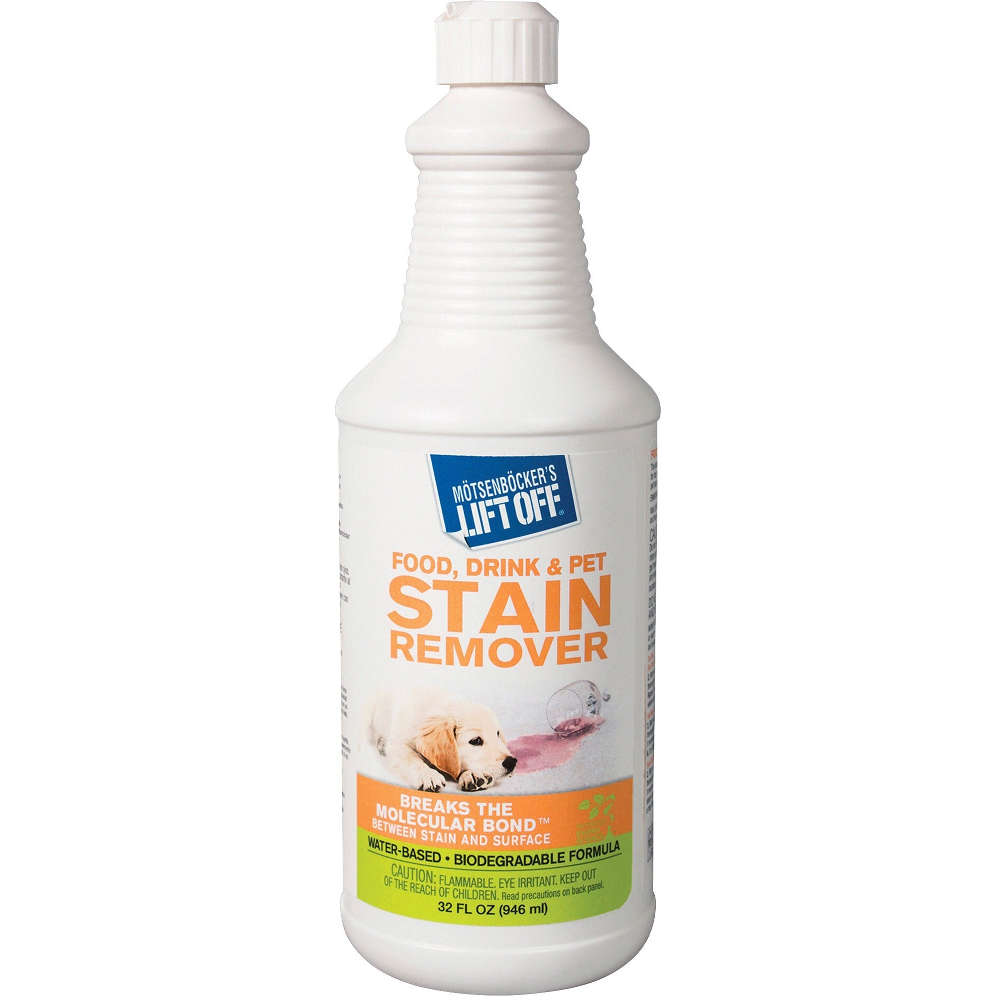 Mötsenböcker's Lift Off Food/Drink/Pet Stain Remover - 32 fl oz (1 quart) - Environmentally Friendly - White Bottle - 1 Each