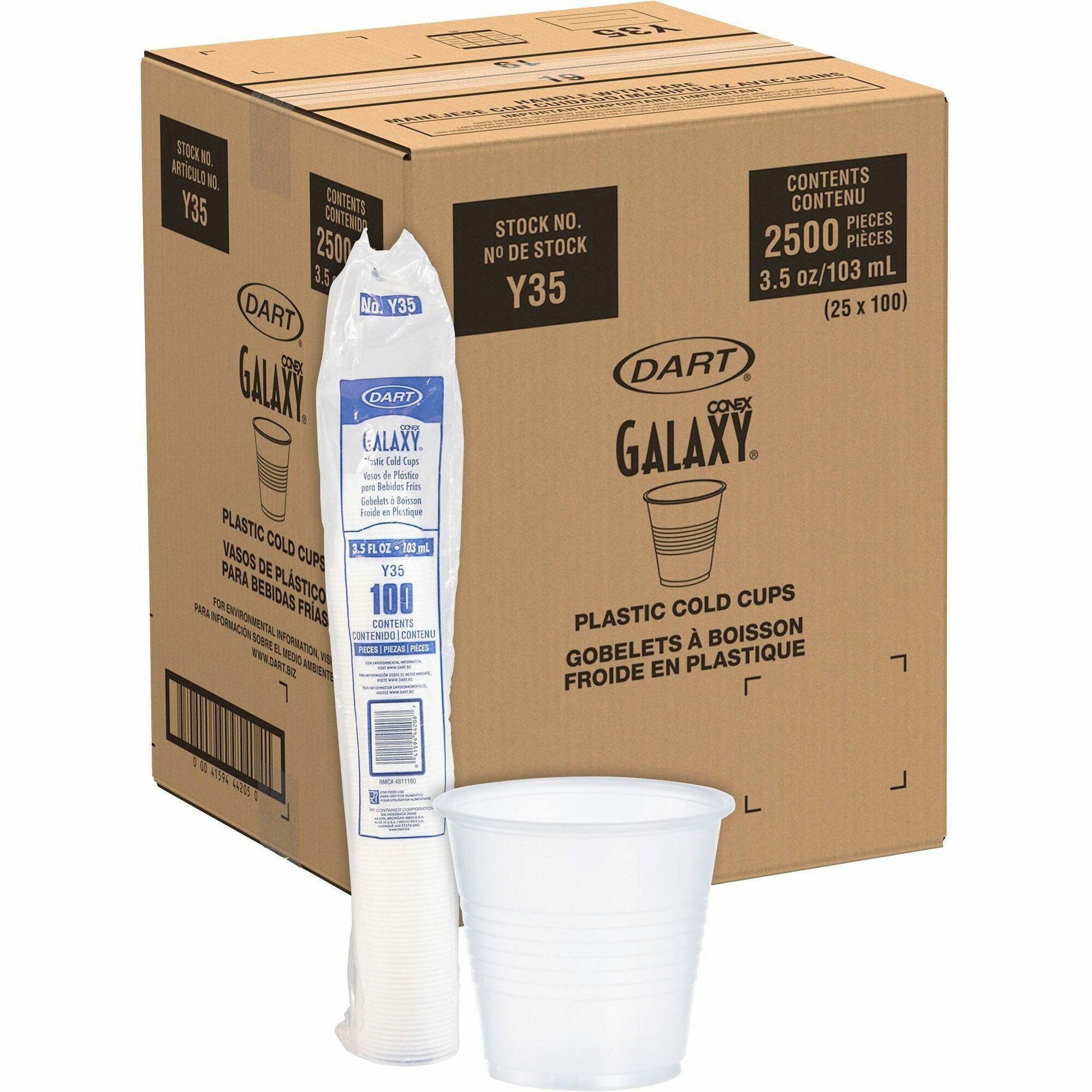 3.50 fl oz - Translucent - Plastic, Polystyrene - Beverage, Cold Drink - 100 Bag - 25 / Carton