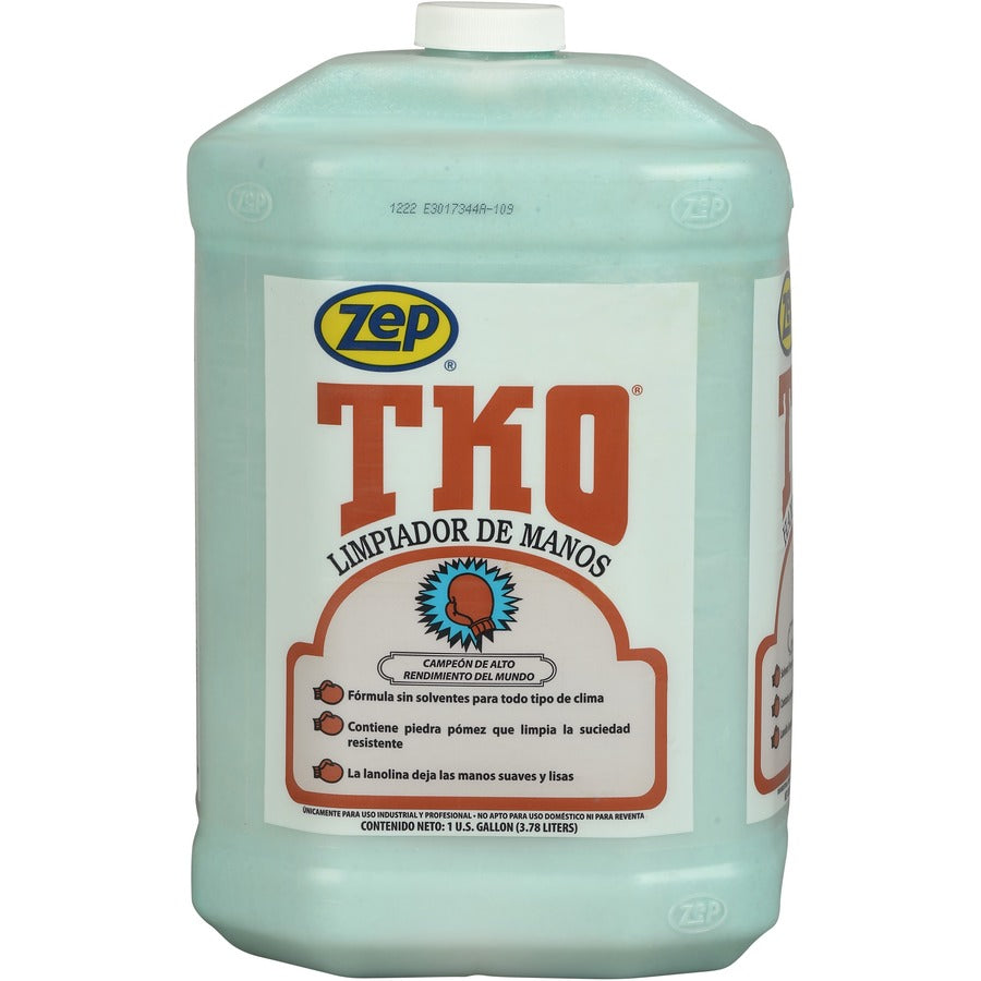 Zep TKO Hand Cleaner - Lemon Lime Scent - 1 gal - Dirt Remover, Grime Remover, Grease Remover - Hand - Blue, Opaque - Heavy Duty, Solvent-free, Non-flammable - 1 Each