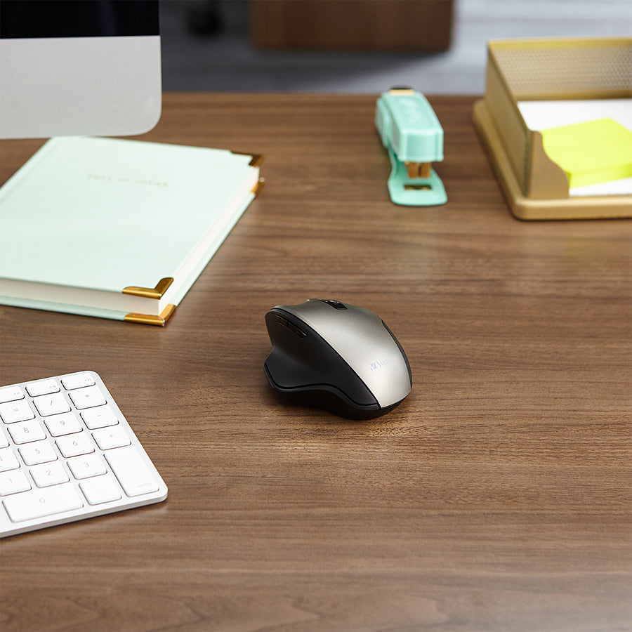 Verbatim Mouse - Blue LED/Optical - Wireless - Radio Frequency - 2.40 GHz - Graphite - USB - 1600 dpi - 6 Button(s) - 1 Each