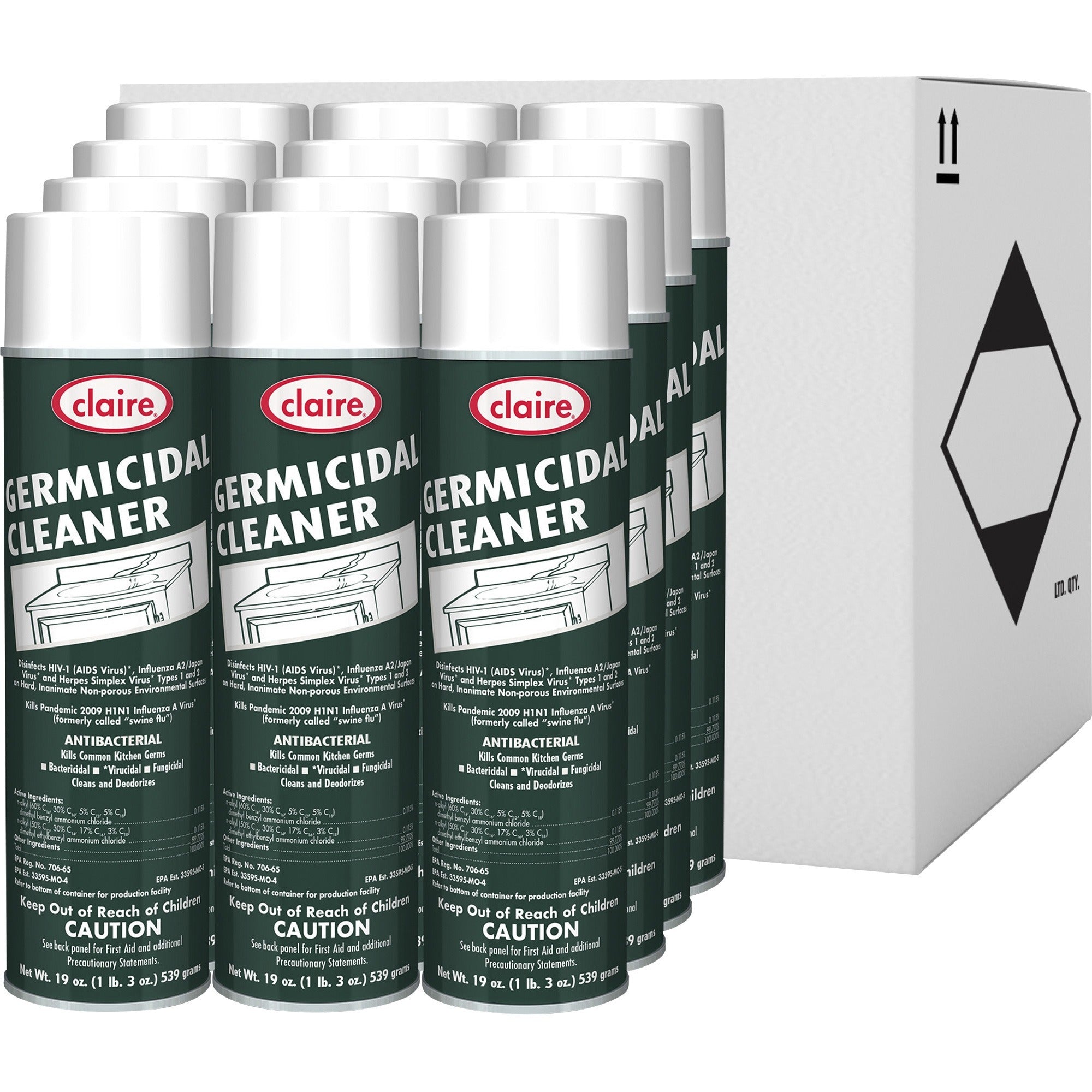 19 fl oz (0.6 quart) - Floral Scent - Disinfectant, Deodorize - White - 12 / Carton