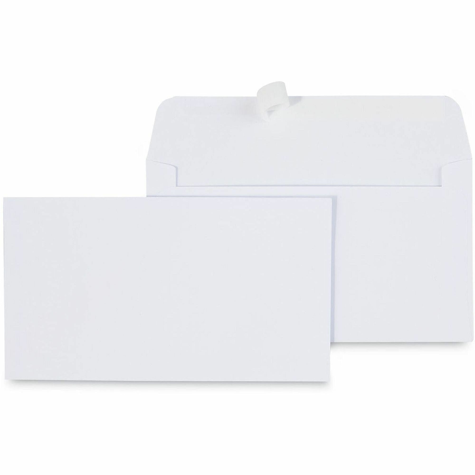 Business Envelope, #6 3/4, 24 lb, Self Adhesive, White, Paper Stock, 100/Box