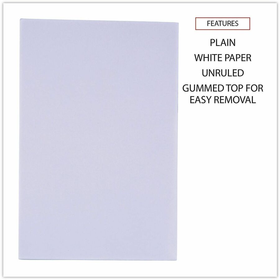 1 Subject(s) - 100 Sheets - 200 Pages - Plain - Glued - 16 lb Basis Weight - 4" x 6" Sheet Size - 6" Height x 4" Width - Plain White Paper - 120 / Carton