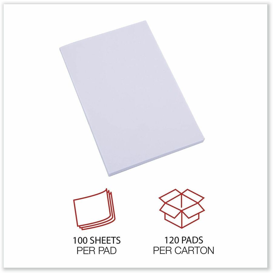 1 Subject(s) - 100 Sheets - 200 Pages - Plain - Glued - 16 lb Basis Weight - 4" x 6" Sheet Size - 6" Height x 4" Width - Plain White Paper - 120 / Carton