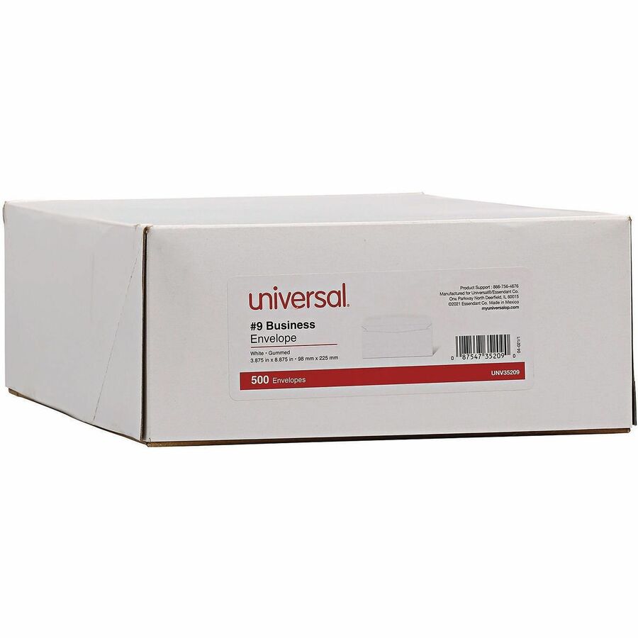 Universal Envelope, Business, #9, 24 lb, Gummed, White, Paper Stock, 500/Box