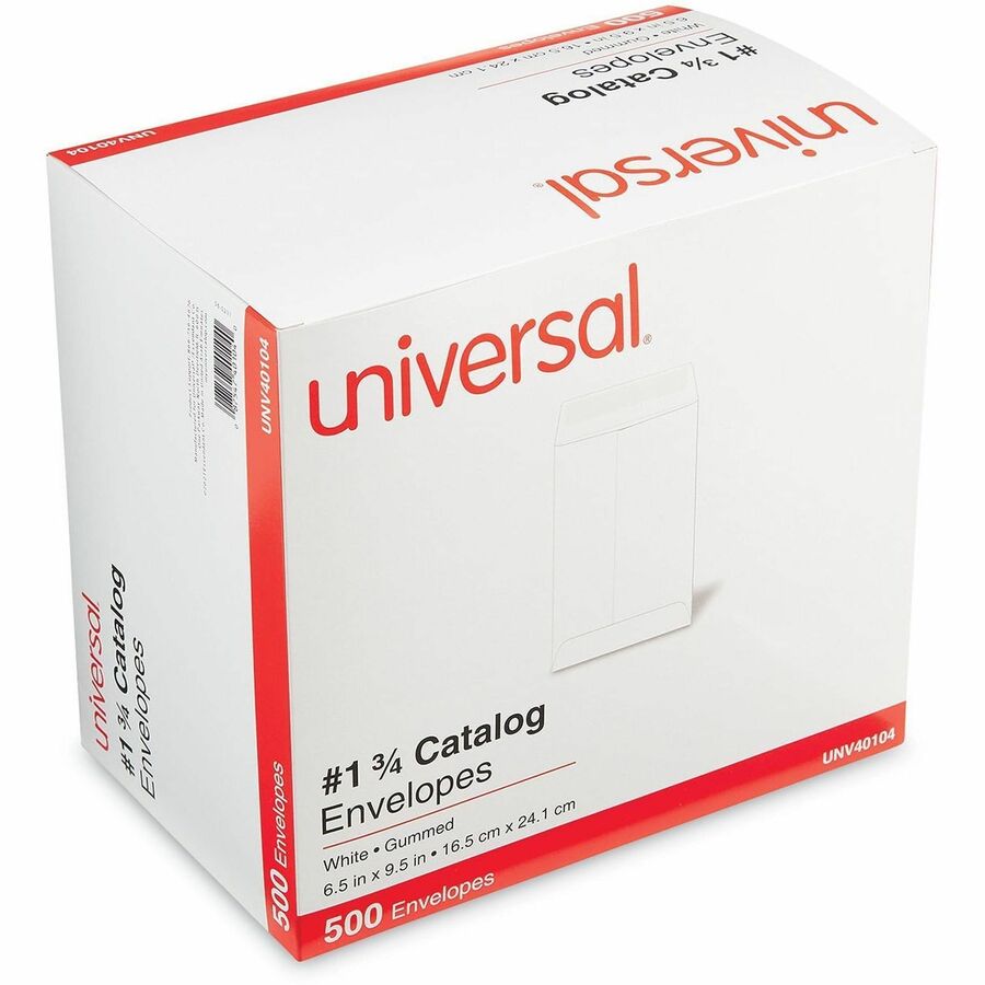 Universal Envelope - Catalog - #1 3/4 - 24 lb - Gummed - White - Paper Stock - 500 / Box