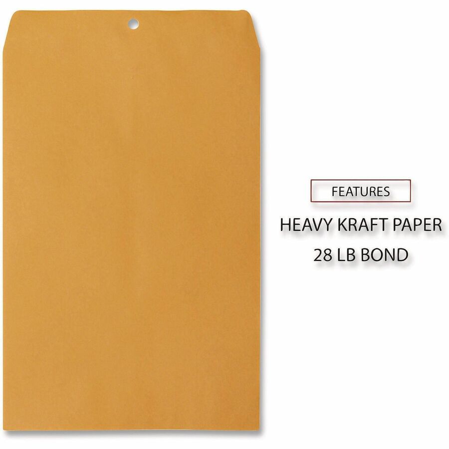 Universal Envelope - Clasp - #98 - 15" Width x 10" Length - 28 lb - Clasp/Gummed Flap - Brown Kraft - Kraft Paper - 100 / Box