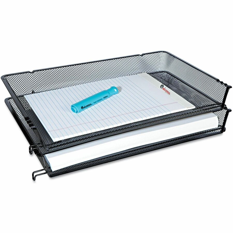 Universal Desk Tray - 1 Compartment(s) - 2.50" Height x 17" Width x 10.88" Depth - Black - Metal Mesh - 1 Each