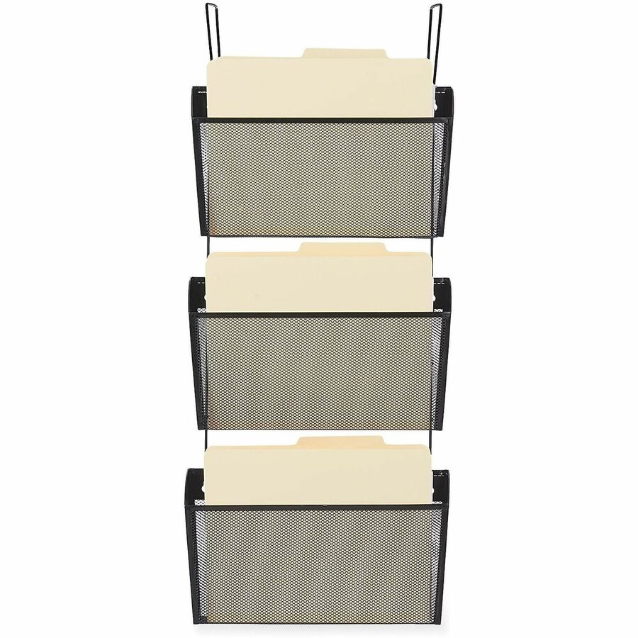 Universal Hanging Organizer - 3 Pocket(s) - 8.50" Height x 14.13" Width x 3.38" Depth - Black - Wire Mesh - 3 Set