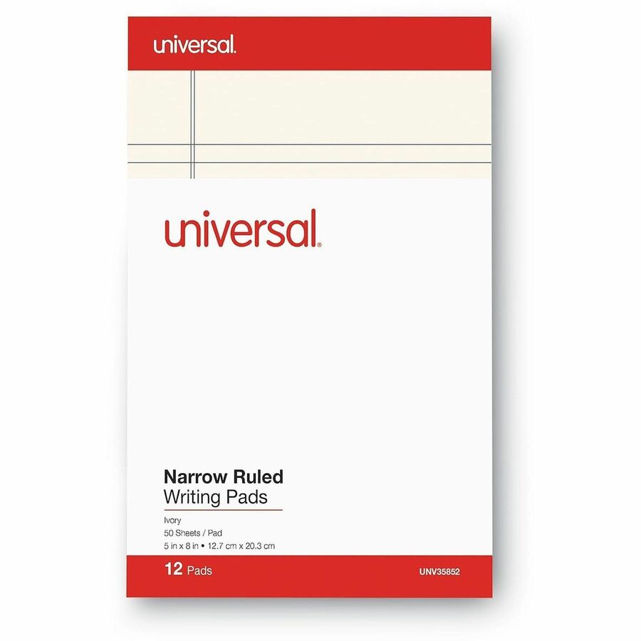 1 Subject(s) - 50 Sheets - Tape Bound - Narrow Ruled Front Ruling - 16 lb Basis Weight - 8" Height x 5" Width - Ivory Paper - Chipboard Cover - 1 Dozen
