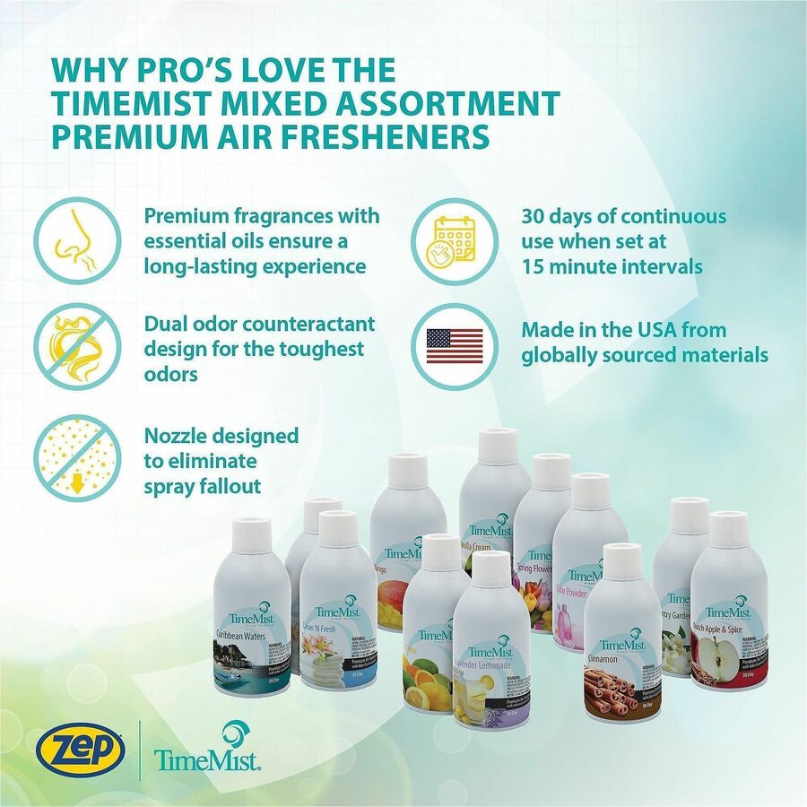 TimeMist Cinnamon Premium Air Freshener Spray - Aerosol - 5.3 fl oz (0.2 quart) - Cinnamon - 30 Day - Long Lasting, Odor Neutralizer - 1 Each