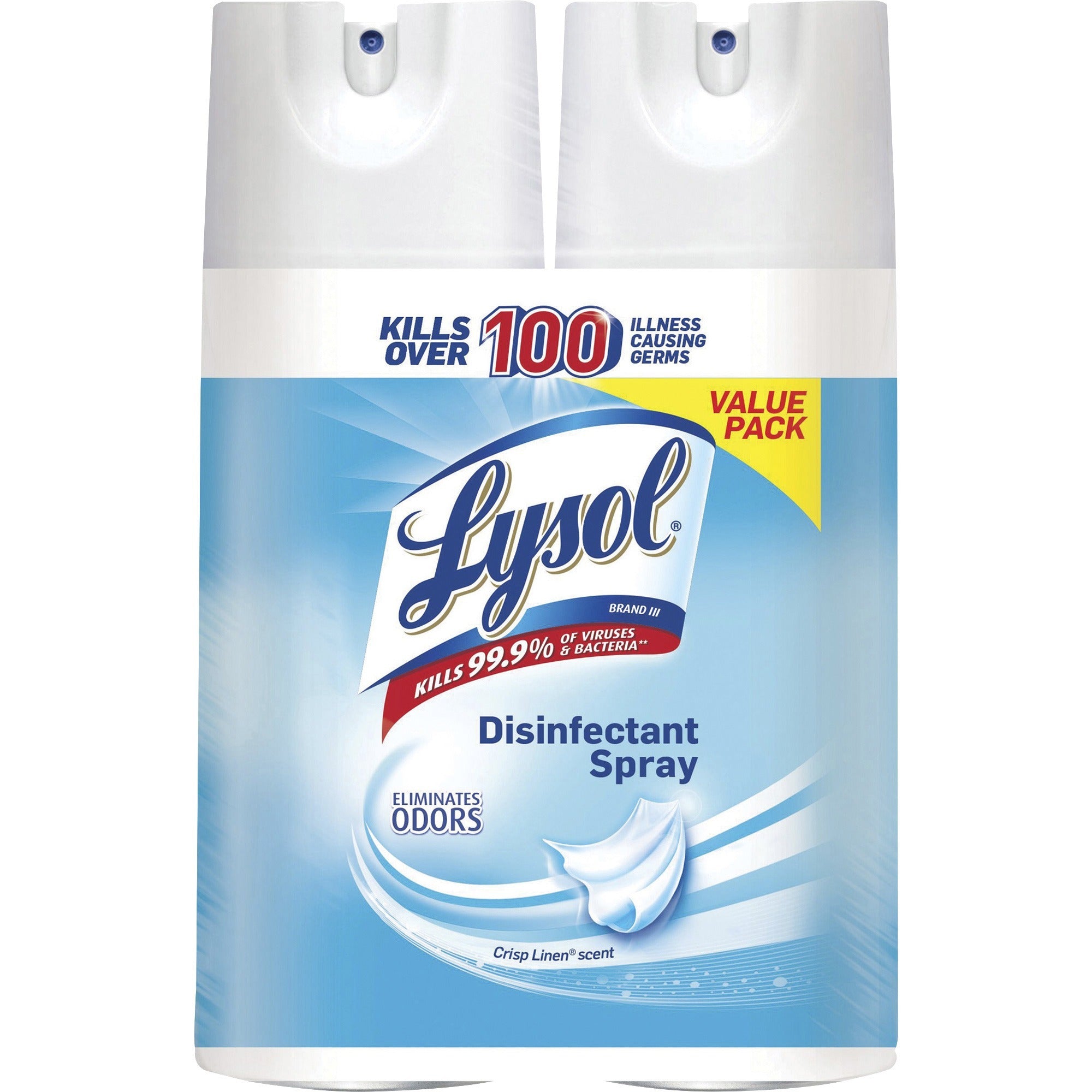 Lysol Crisp Linen Disinfectant Spray - 12.5 fl oz (0.4 quart) - Crisp Linen Scent - Easy to Use - Clear - 2/Pack - 6 / Carton