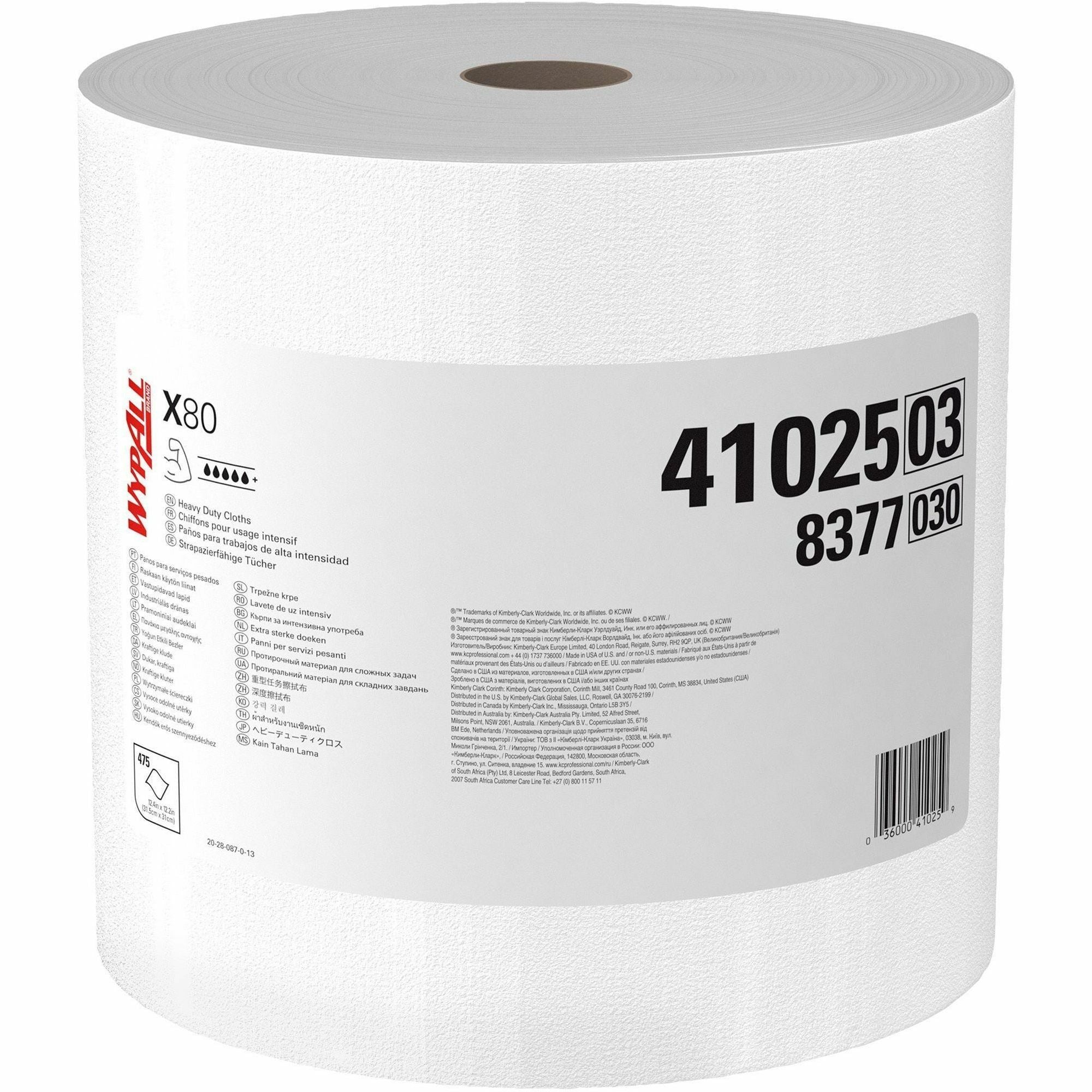 For Industry, Manufacturing Facility - 12.20" Length x 12.50" Width - Recommended For: Oil Remover, Solvent Remover, Grease Remover, Grime Remover, Water Absorber - Absorbent, Durable, Strong, Reusable, Reinforced - White - 1 Roll