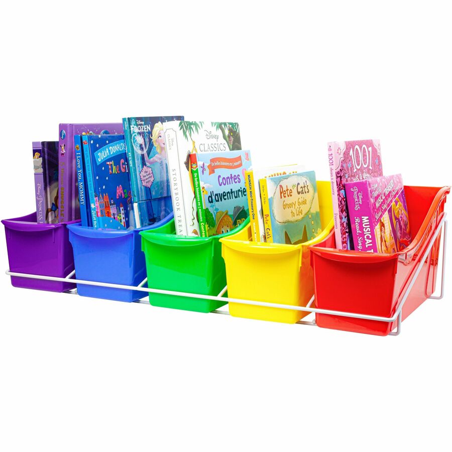 Storex Large Book Bins Metal Shelf Rack