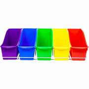 Storex Large Book Bins Metal Shelf Rack
