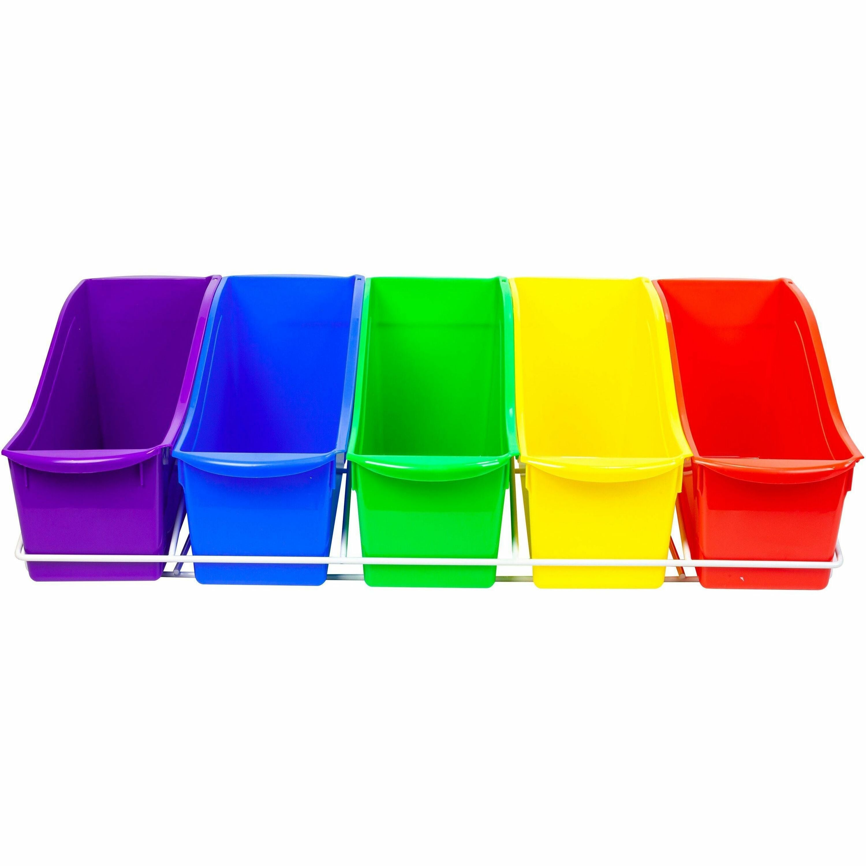 Storex Large Book Bins Metal Shelf Rack