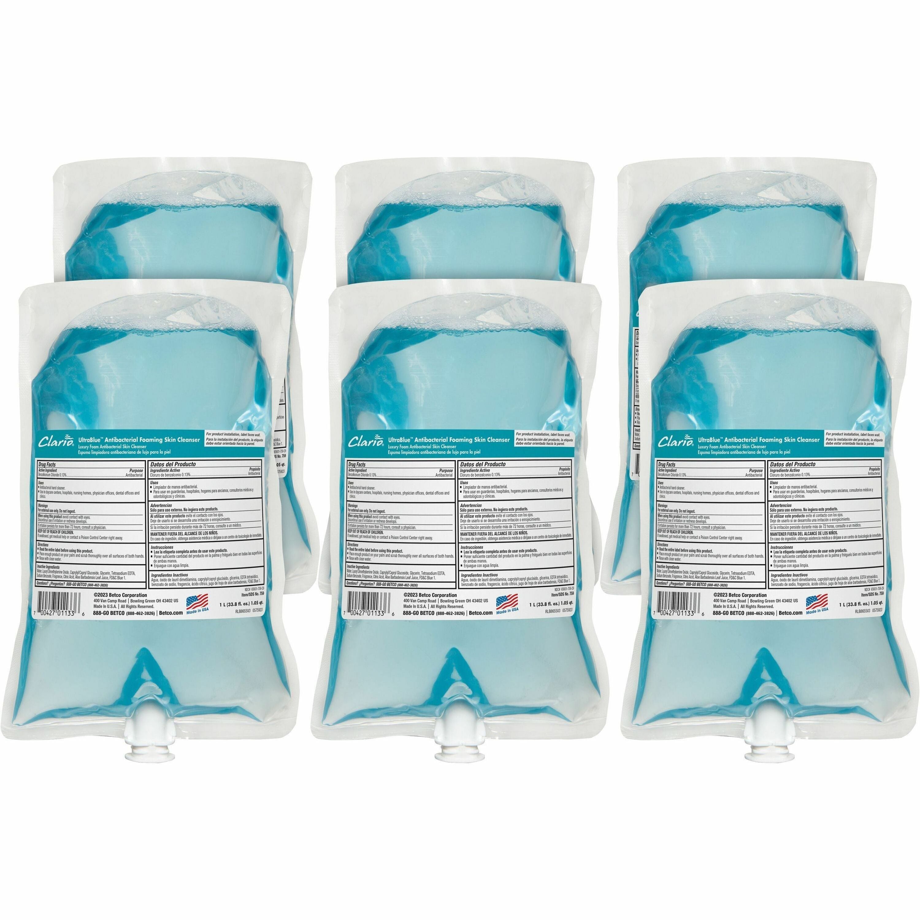 Betco Clario Ultra Blue Antibacterial Skin Cleanser Refills