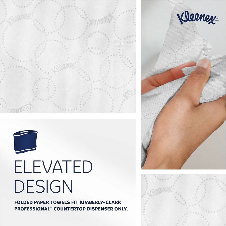Multifold - 7.50" Width x 9.40" Length - Embossed Kleenex Brand Logo - White - 150/Pack - 1 Carton