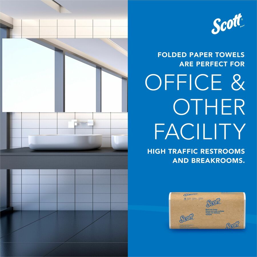Scott&reg; Multifold Paper Towels with Absorbency Pockets - Multifold - 9.25" Width x 9.40" Length - Soft Wheat - Fiber - 250/Pack - 1 Carton