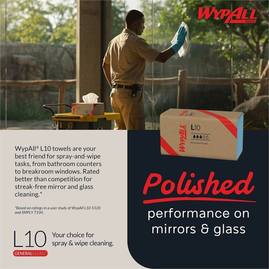 1 Ply - Single Fold - 9.10" Width x 10.25" Length - Blue - Paper - 224/Pack - 10 / Carton