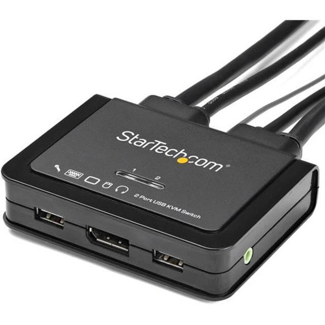 StarTech.com KVM Switchbox - 2 Computer(s) - 3840 x 2160 - 4 x USB - 3 x DisplayPort - Desktop